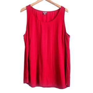 J. Jill Red Blank Micro Polka Dot Tank Top Rayon Flowy Sleeveless Size XL